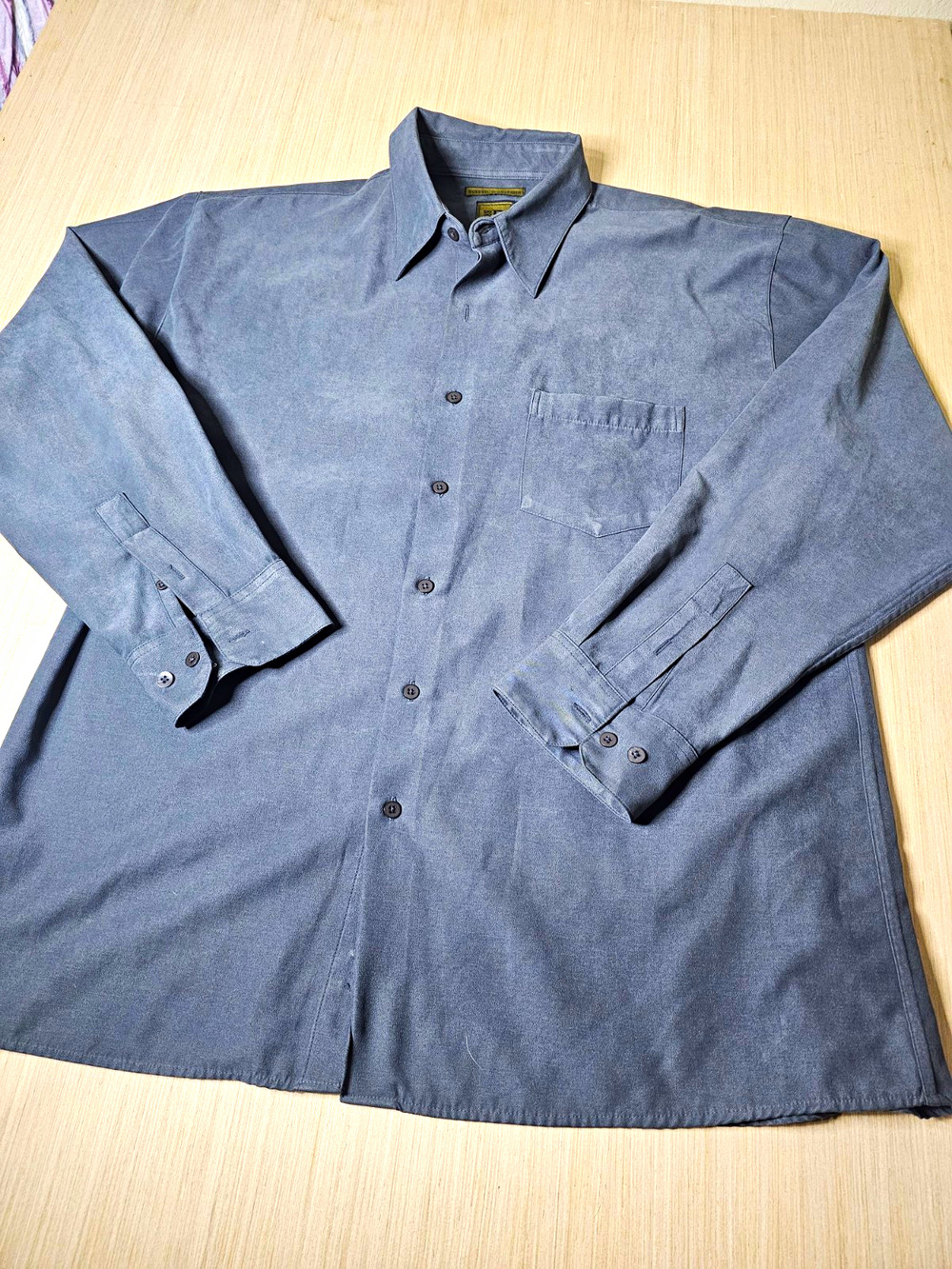 Bruno Sueded Microfiber Men's XL Gray Button-Up Shirt Long Sleeve Soft sleek
